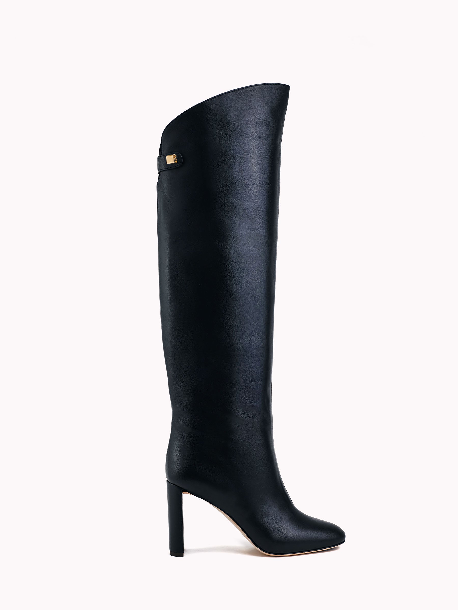 Bottes à talons Carolina en cuir nappa noir - Maison Skorpios par Adriana Abascal