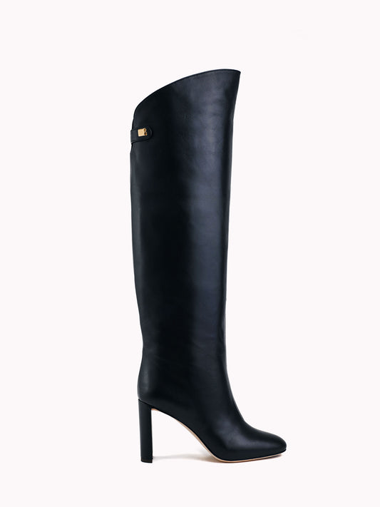 Carolina high-heel couture nappa black leather boots - Maison Skorpios by Adriana Abascal