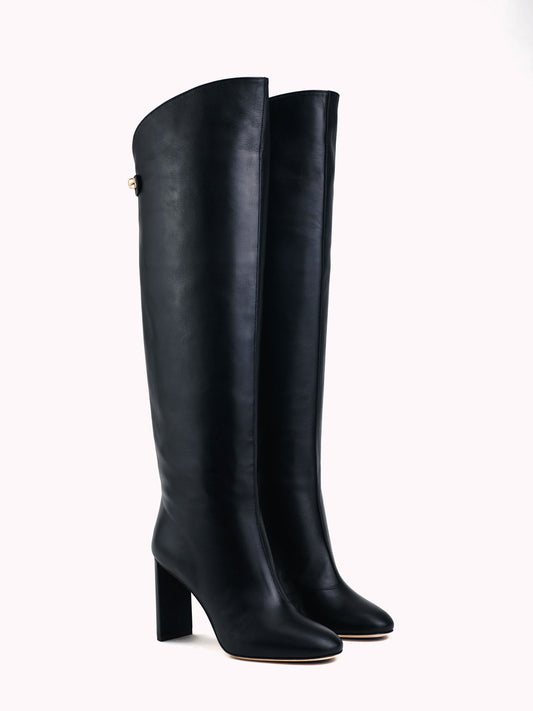 Carolina high-heel couture nappa black leather boots - Maison Skorpios by Adriana Abascal