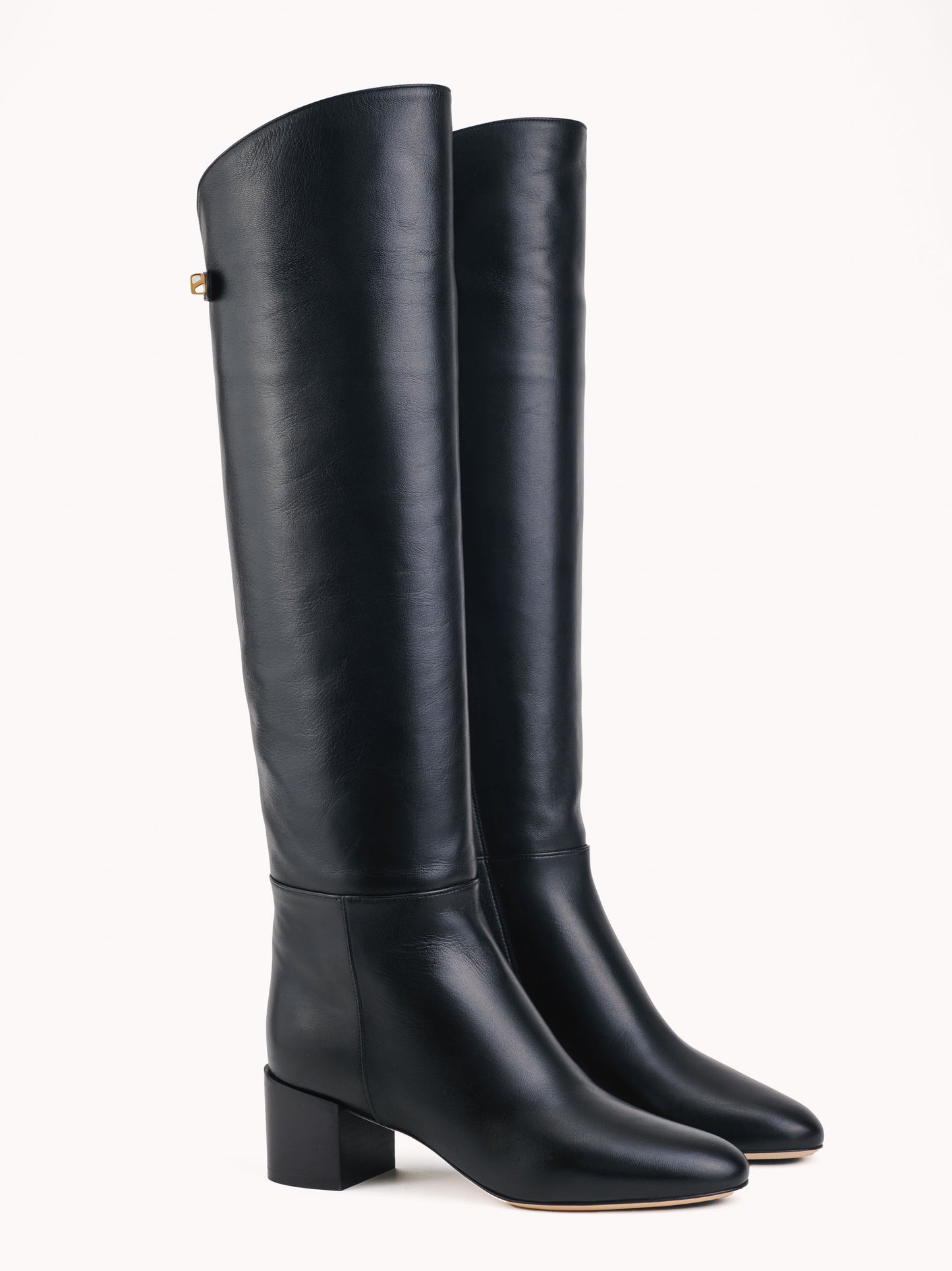 Adry Up mid-heel couture nappa black leather boots - Maison Skorpios by Adriana Abascal
