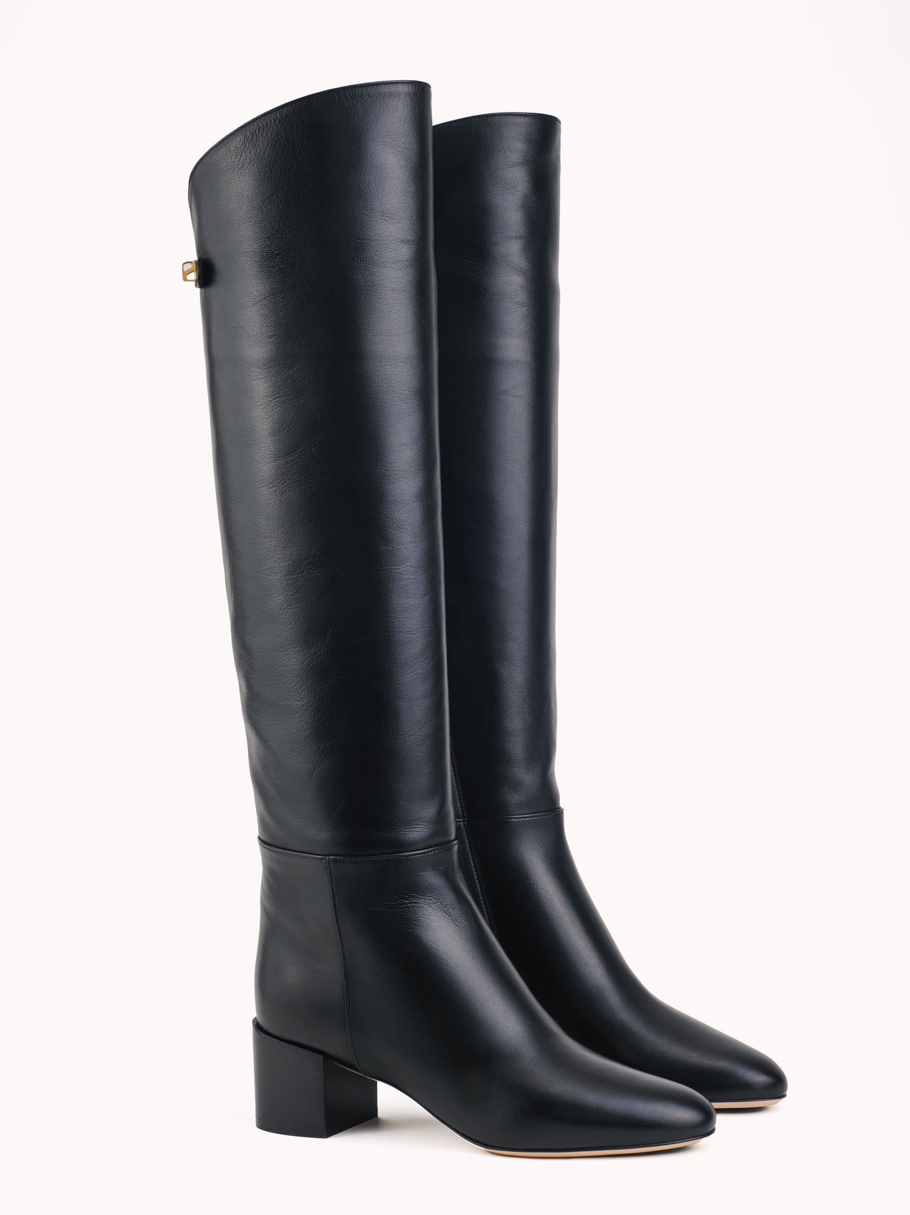 Bottes à talon moyen en cuir nappa noir Adry Up couture - Maison Skorpios par Adriana Abascal