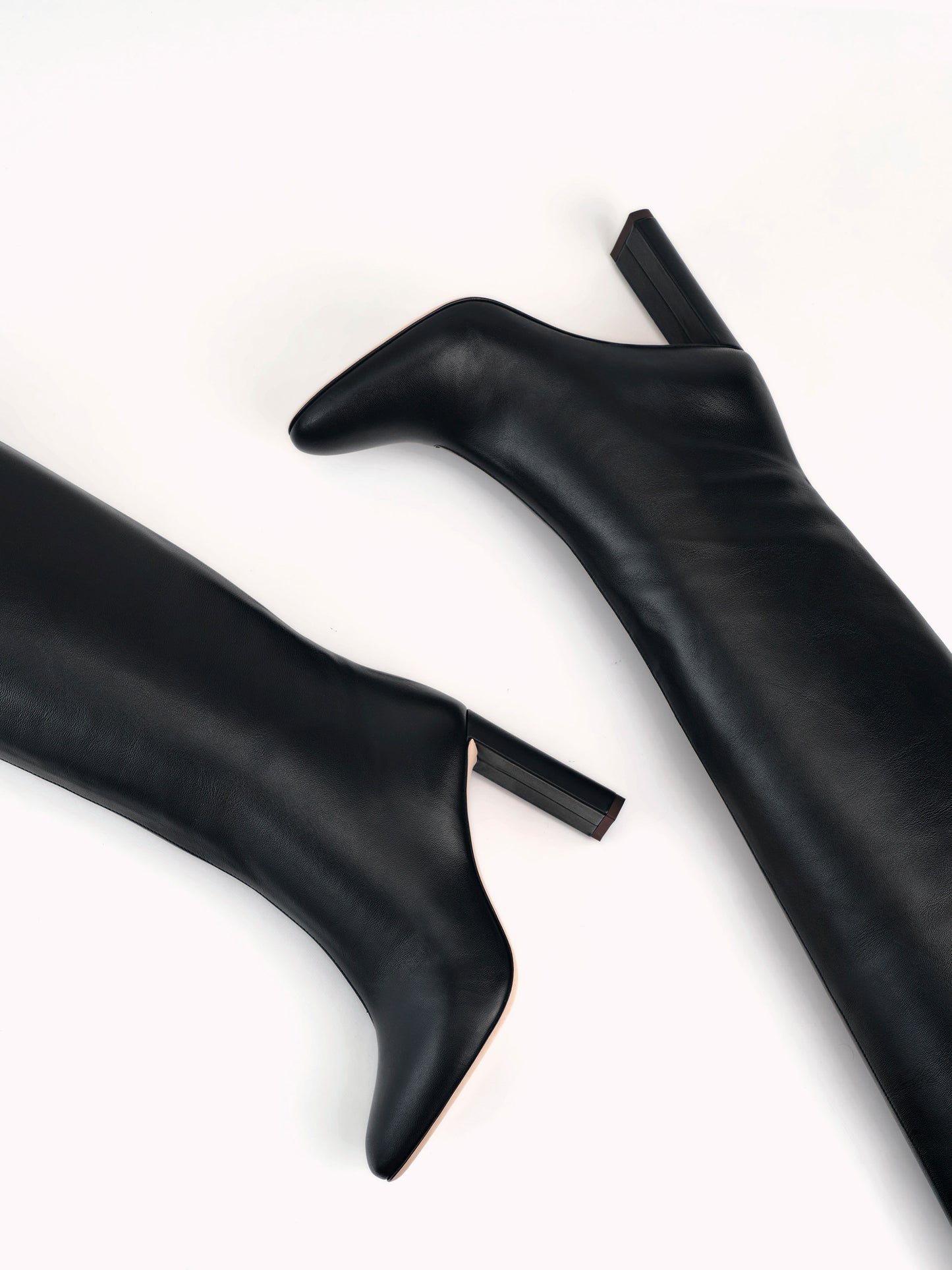 Carolina high-heel couture nappa black leather boots - Maison Skorpios by Adriana Abascal