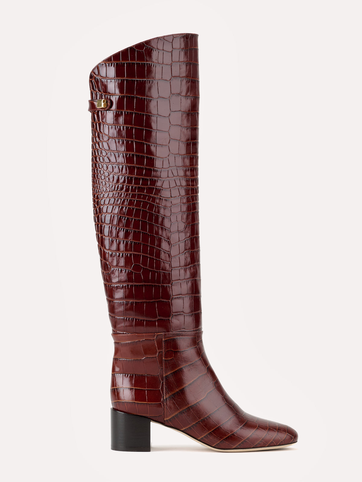 Pre-order – Adry Up mid-heel burgundy croc-effect leather boots