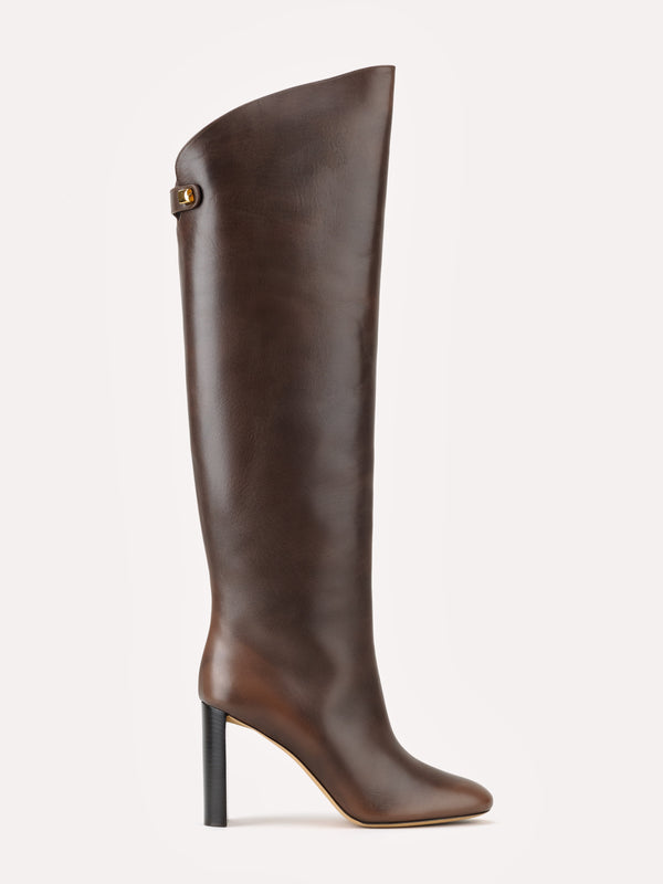 Adriana high-heel piper chocolate brown leather - Maison Skorpios by Adriana Abascal