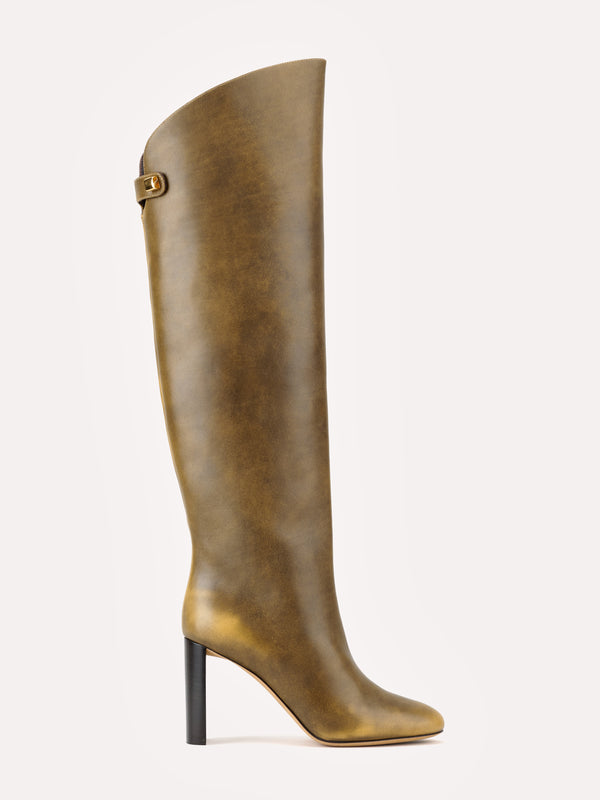Adriana high-heel piper Golden Brown leather boots - Maison Skorpios by Adriana Abascal