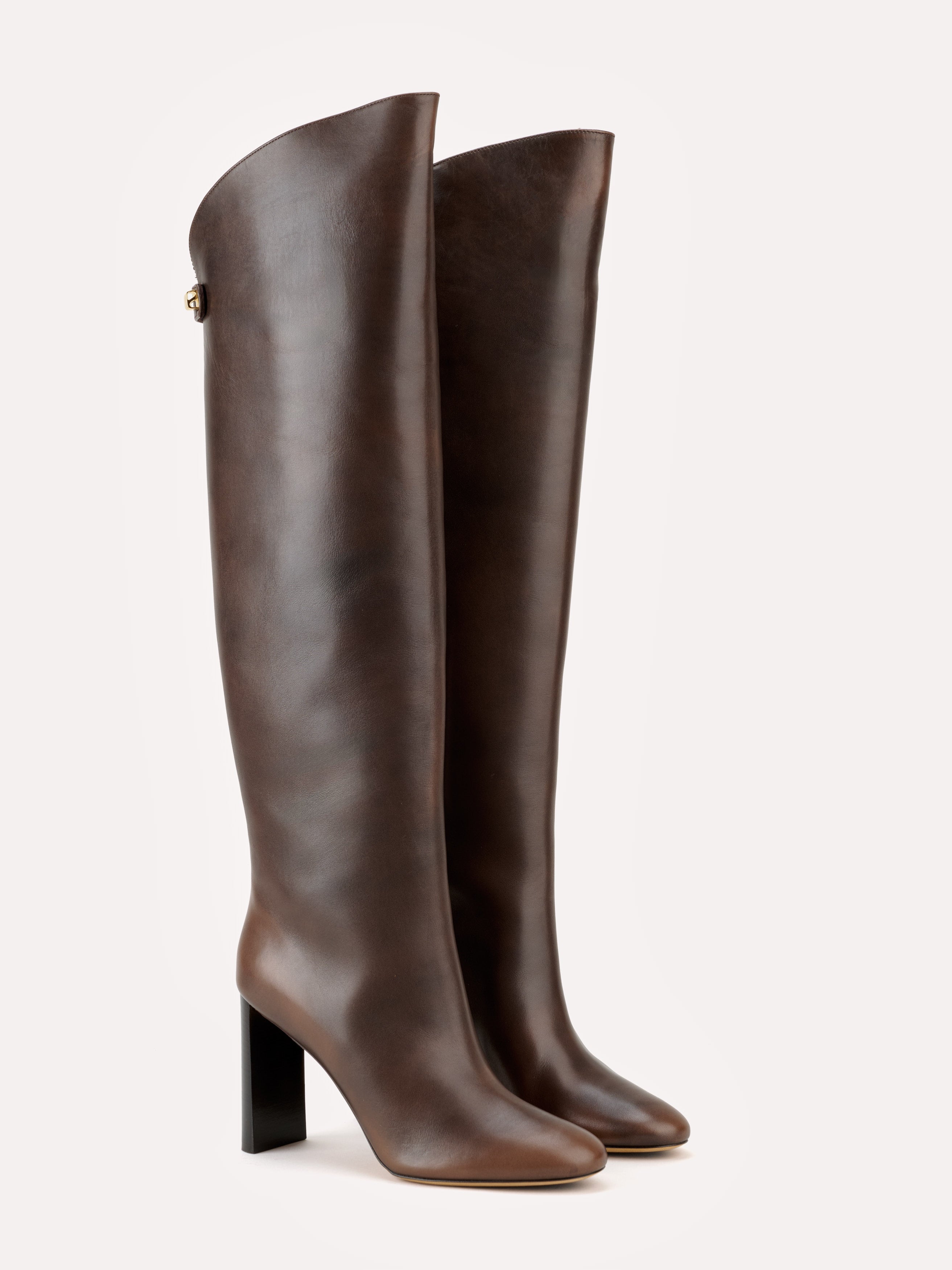 Adriana high-heel piper chocolate brown leather - Maison Skorpios by Adriana Abascal