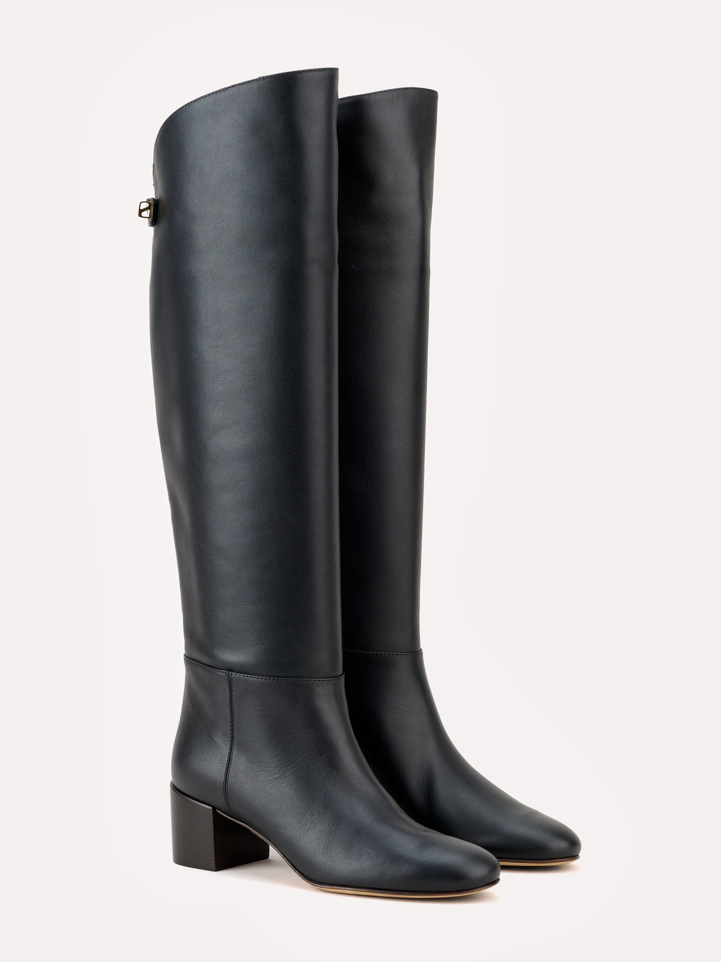 Stivali Adry Up con tacco medio in pelle piper nera - Maison Skorpios di Adriana Abascal