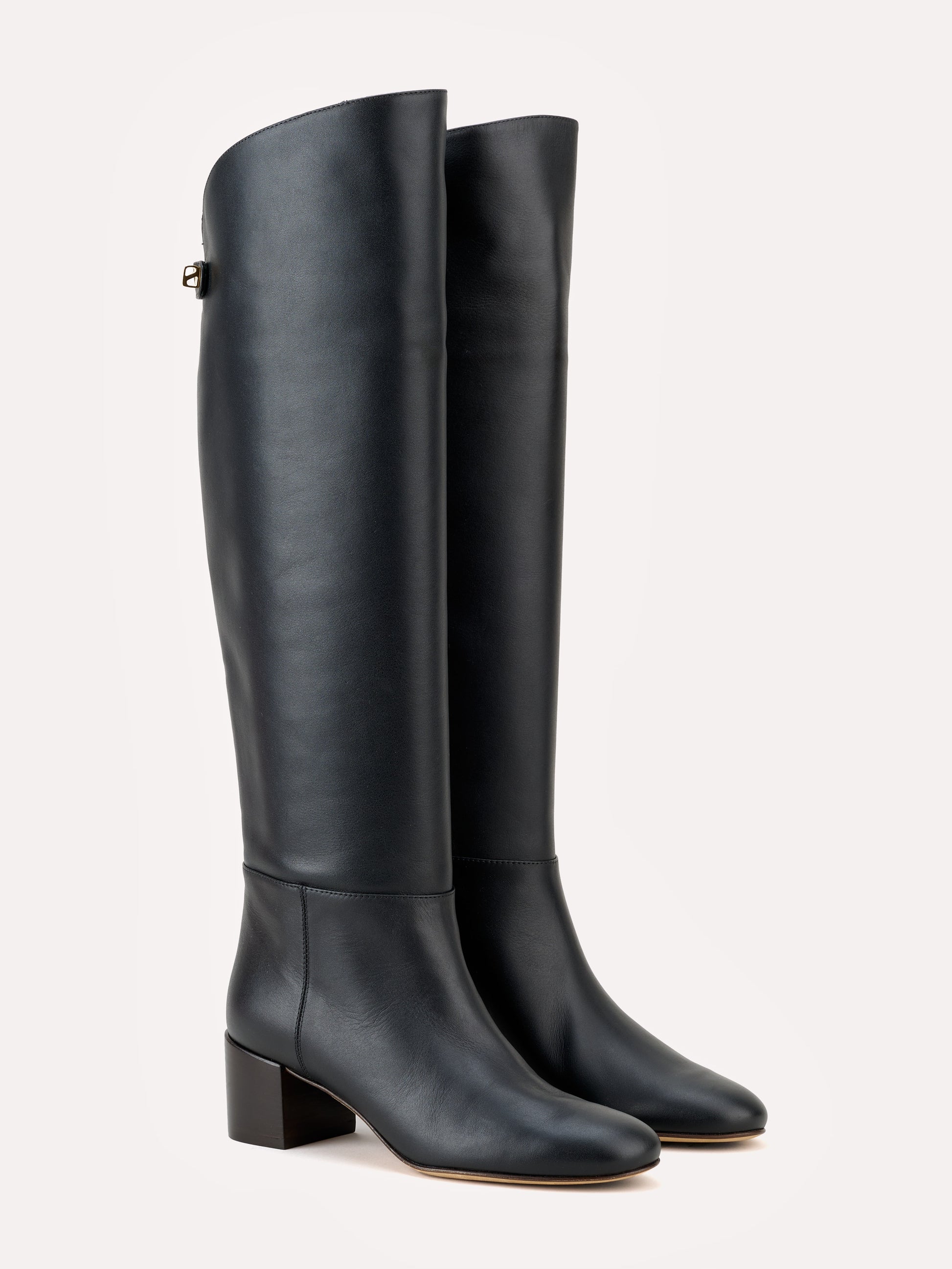 Stivali Adry Up in pelle nera Piper con tacco medio - Maison Skorpios di Adriana Abascal