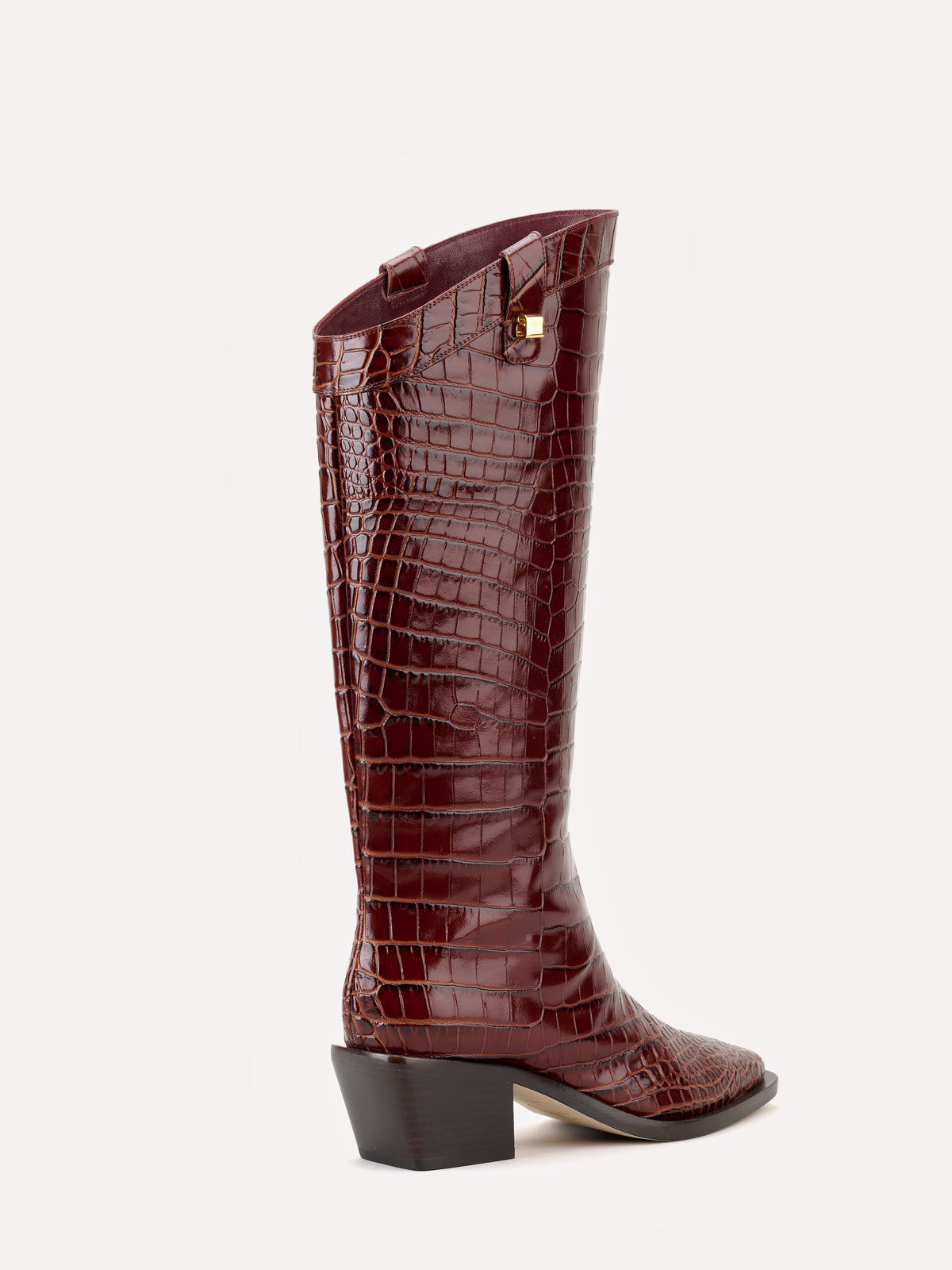 Bottes western Sienna en cuir bordeaux embossé façon crocodile