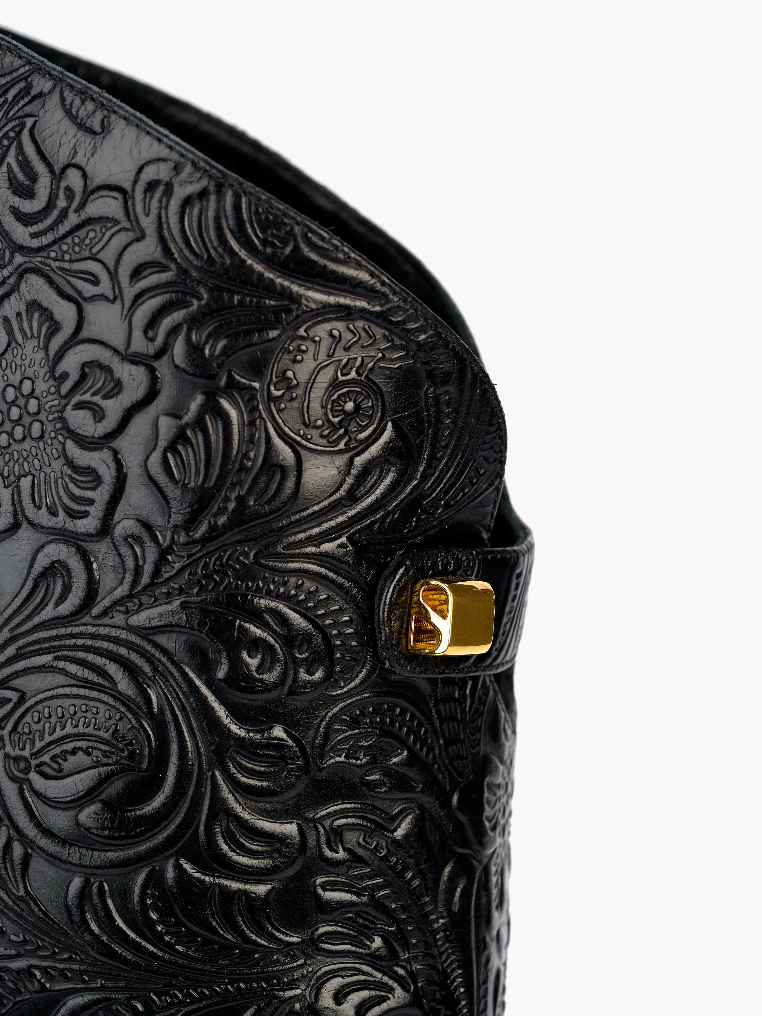 Luxury floral embossed leather boots by adriana abascal Emanuele filiberto