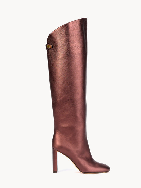 Brown metallic boots by adriana abascal Emanuele filiberto