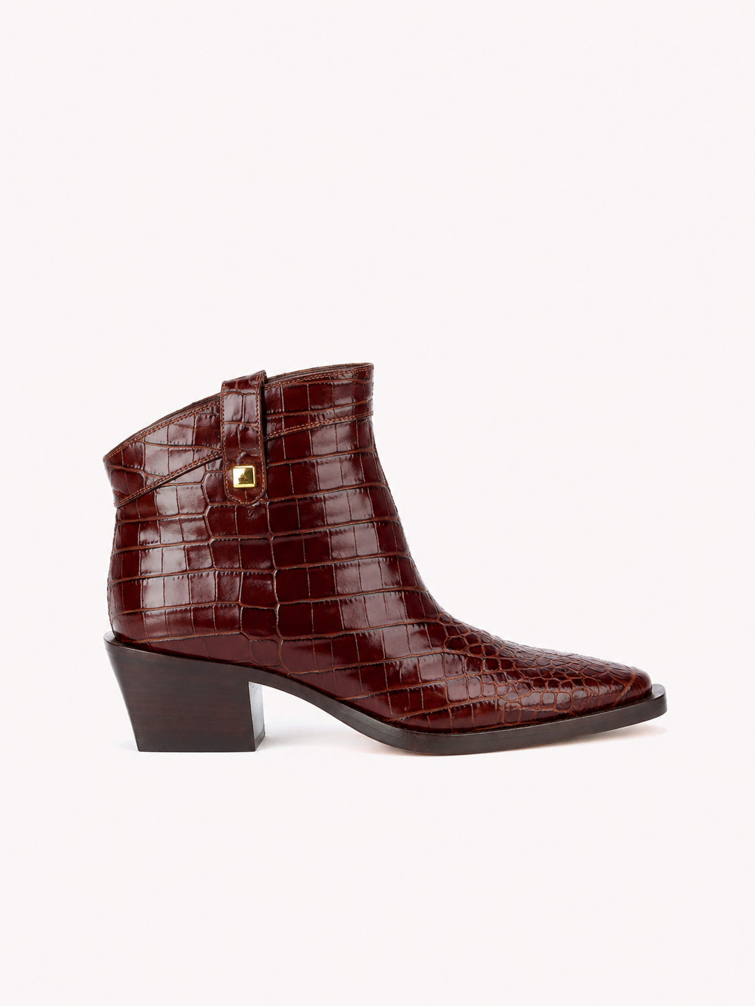 Stivali western Alexandra in pelle bordeaux goffrata effetto coccodrillo