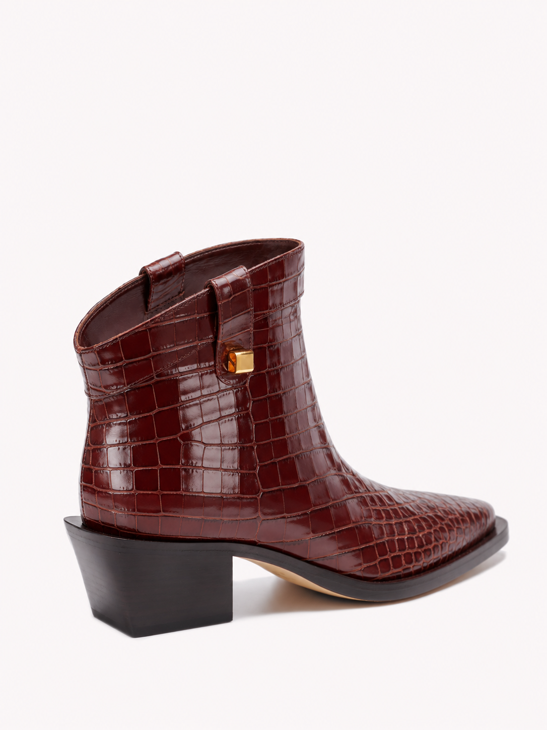 Stivali western Alexandra in pelle bordeaux goffrata effetto coccodrillo