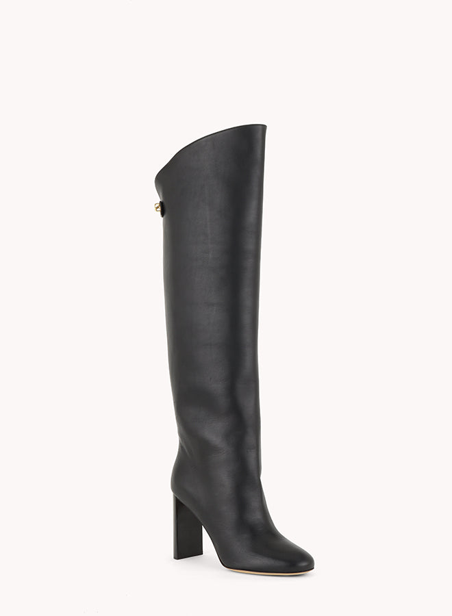 luxury high leather black boots with high heels maison skorpios by adriana abascal emanuele filiberto