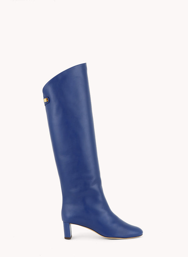 Adry Mid-heel Nappa Cobalt Blue Leather Boots
