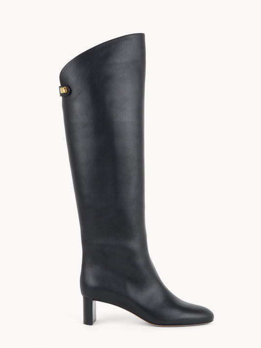 equestrian style boots mid-heel black nappa leather skorpios