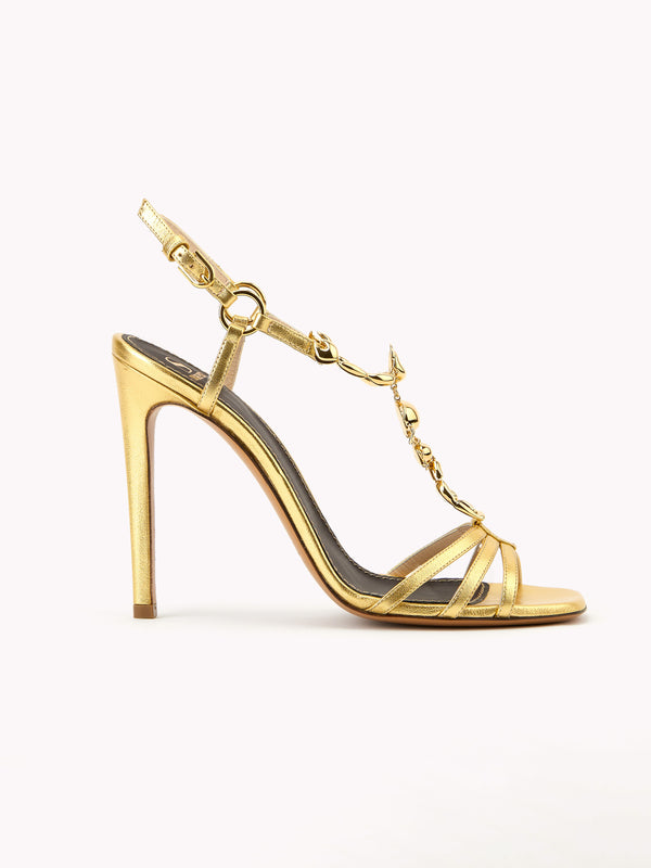 Blake High-heel Metallic Gold Leather Scorpion Sandals