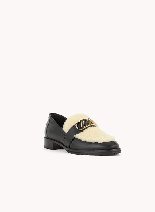 luxurious sheepskin black leather loafers maison skorpios by adriana abascal emanuele filiberto
