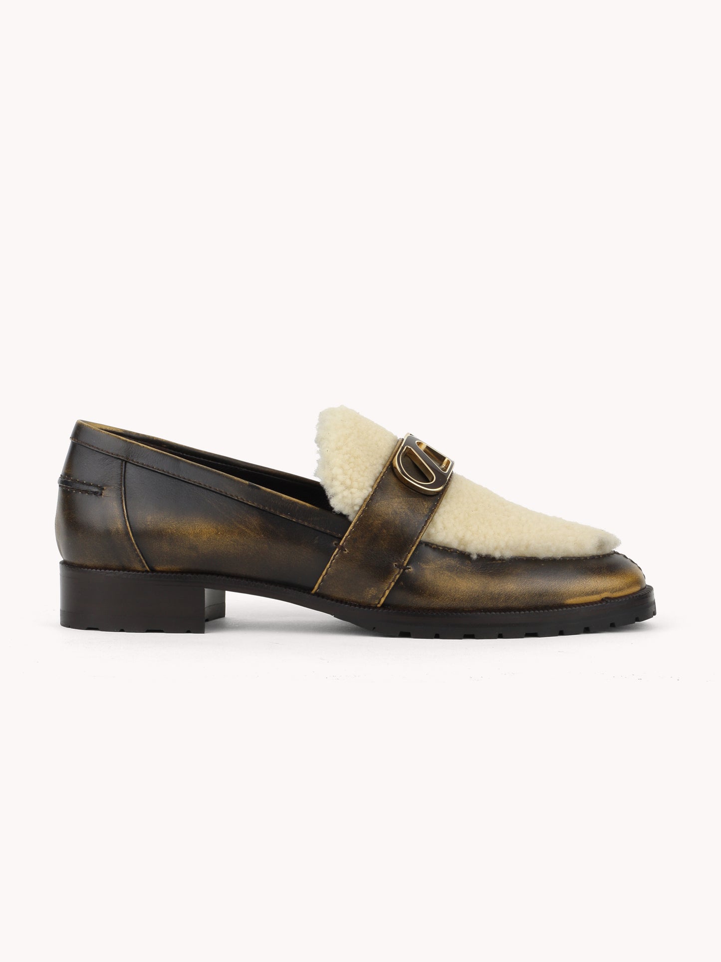 elegant Sheepskin golden brown brushed leather loafers skorpios