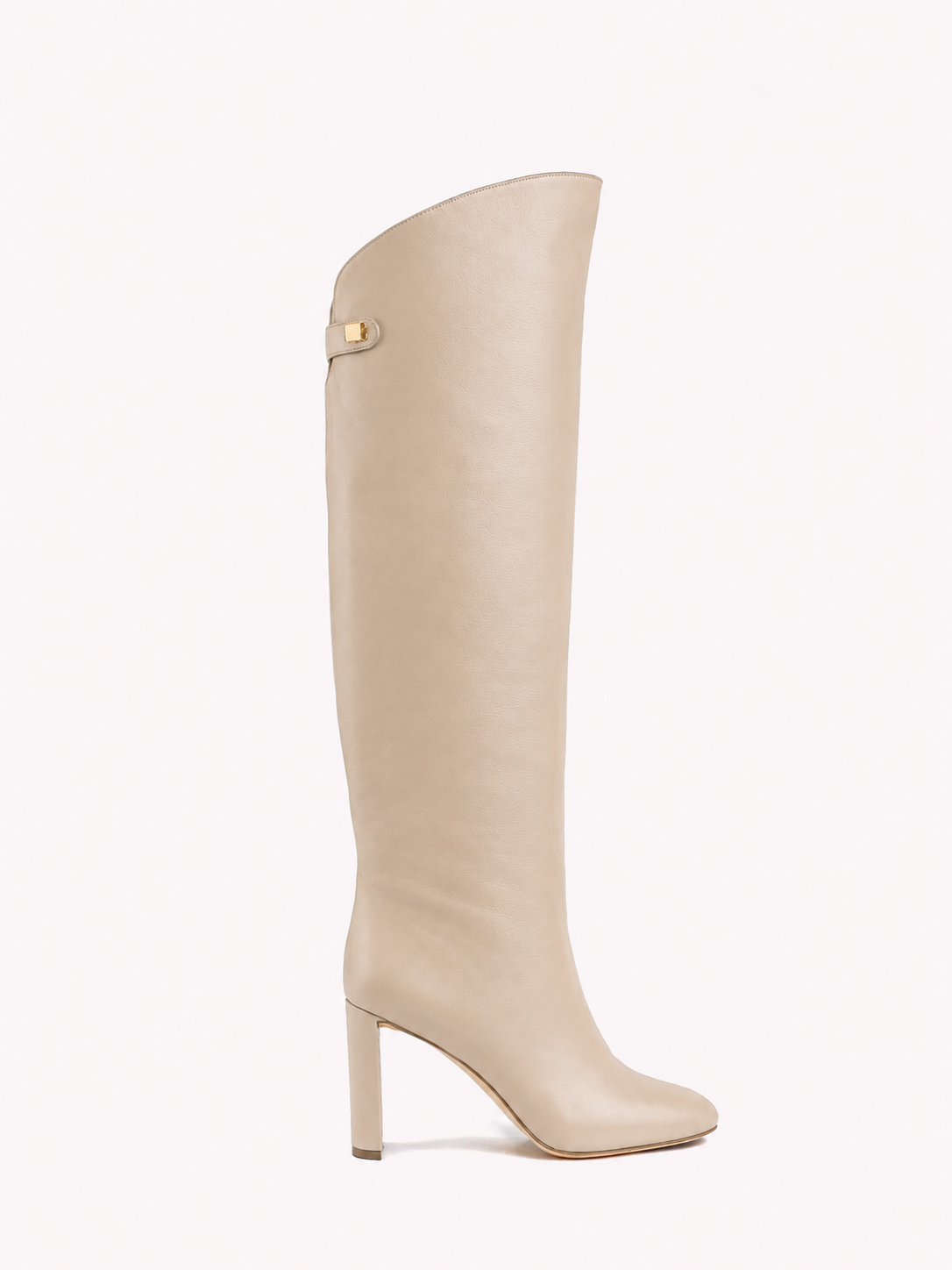 Bottes à talons Carolina en cuir nappa crème - Maison Skorpios par Adriana Abascal