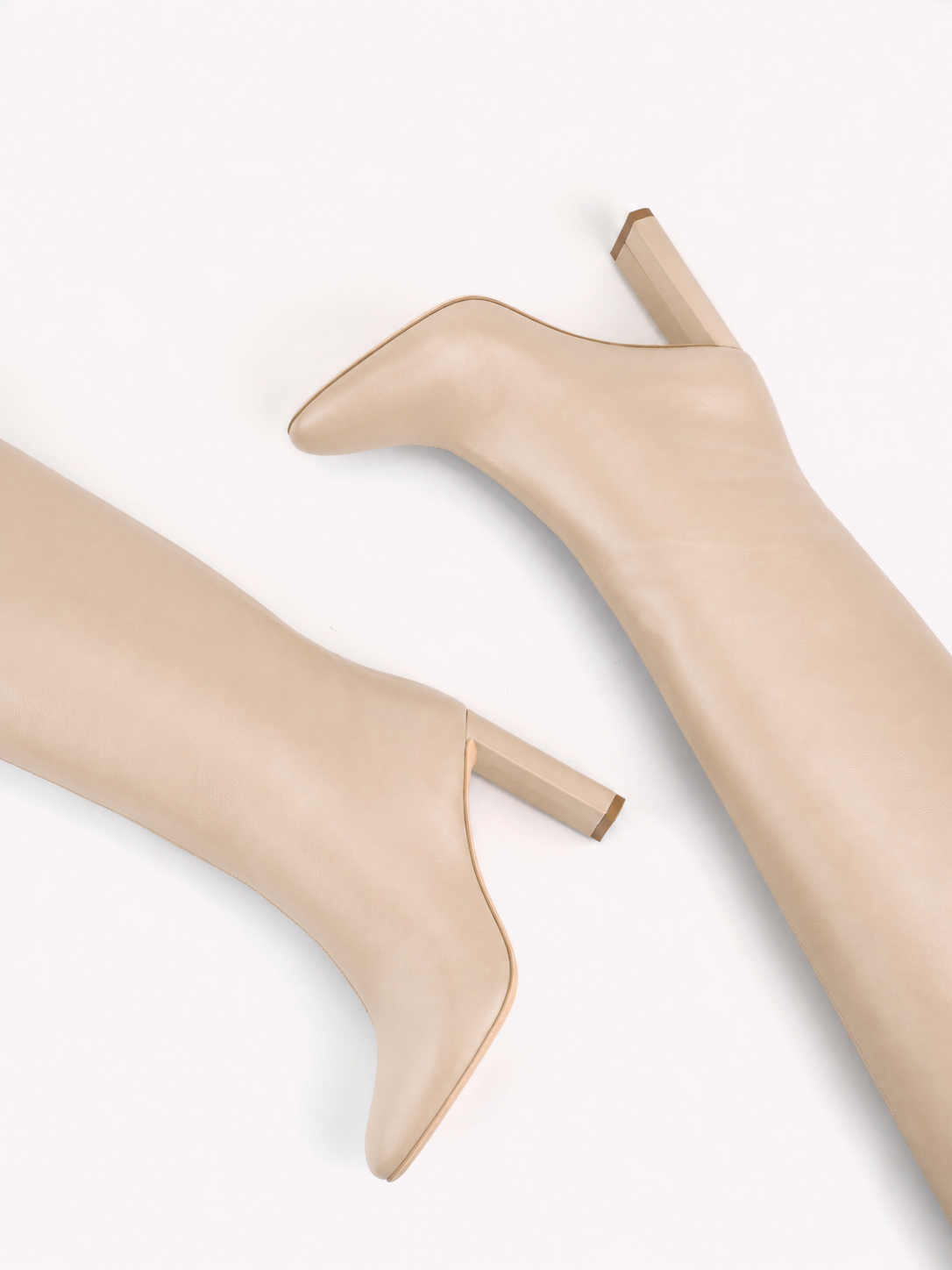 Caroline high-heel couture nappa cream leather boots