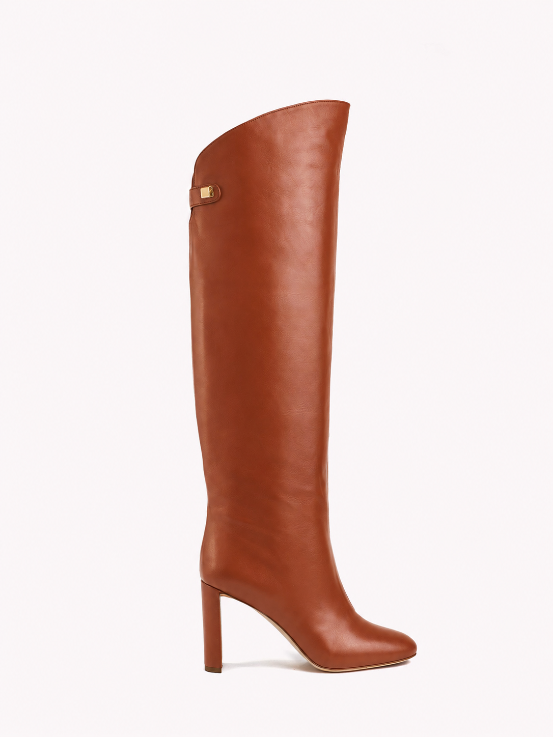 Bottes à talons Carolina en cuir nappa cognac - Maison Skorpios par Adriana Abascal