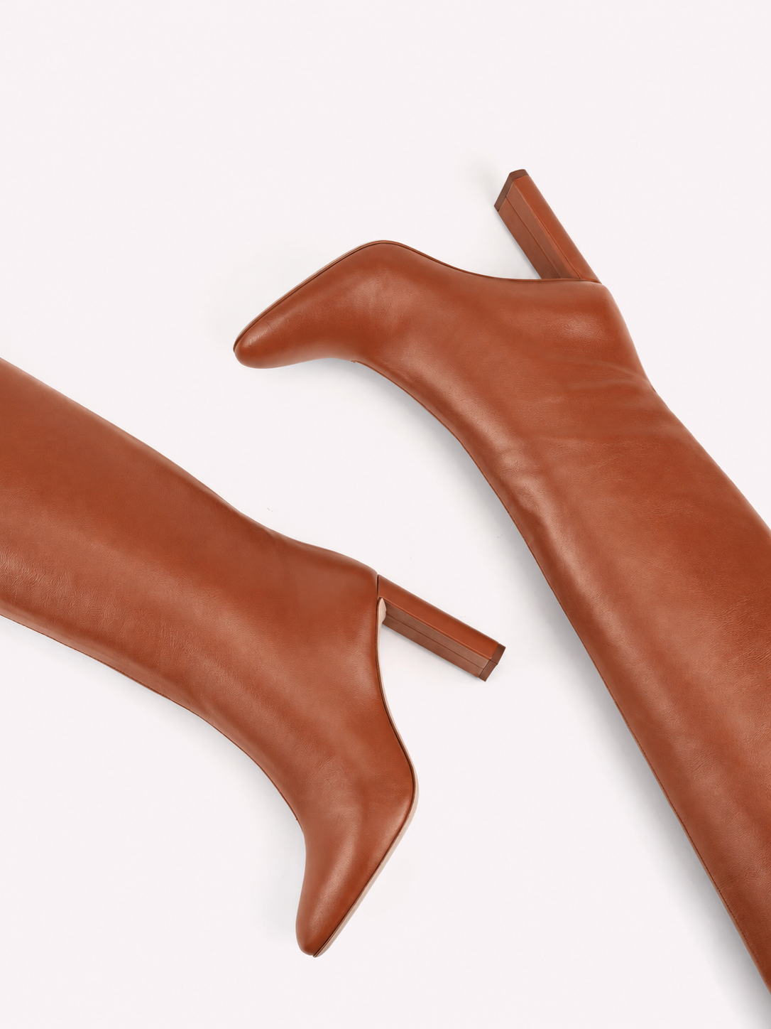 Caroline high-heel couture nappa cognac leather boots