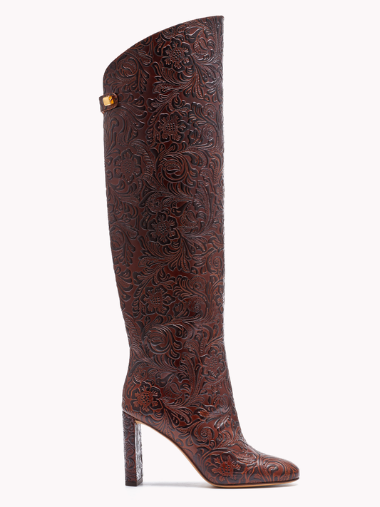 Adriana Borgia high-heel brown leather boots - Maison Skorpios by Adriana Abascal