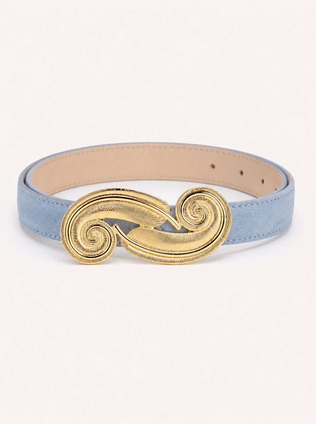 Ceinture Plume en suède bleu poudré - Maison Skorpios par Adriana Abascal