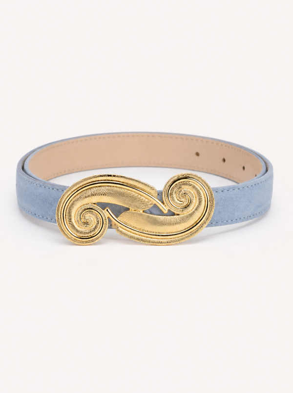 erplain_file_id:765616 - Feather Belt in powder blue suede