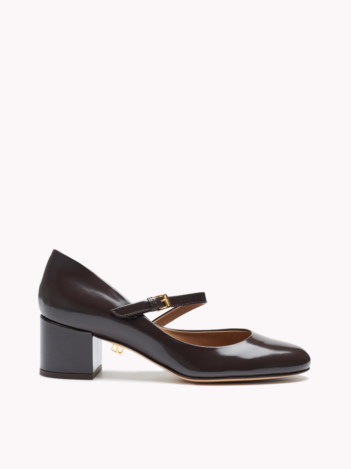 Babies Jane in pelle marrone con tacco blocco medio - Maison Skorpios di Adriana Abascal