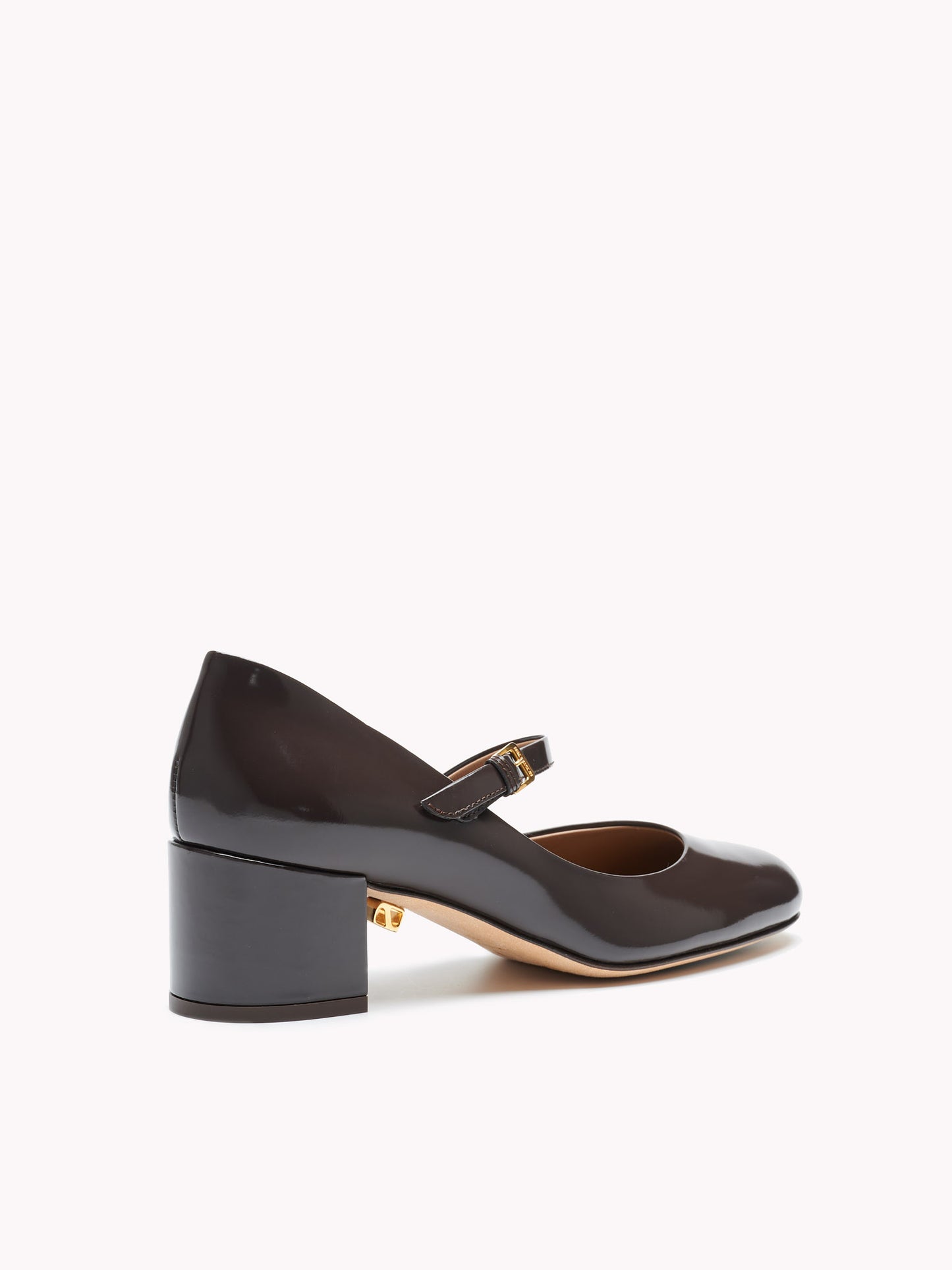 Babies Jane in pelle marrone con tacco blocco medio - Maison Skorpios di Adriana Abascal
