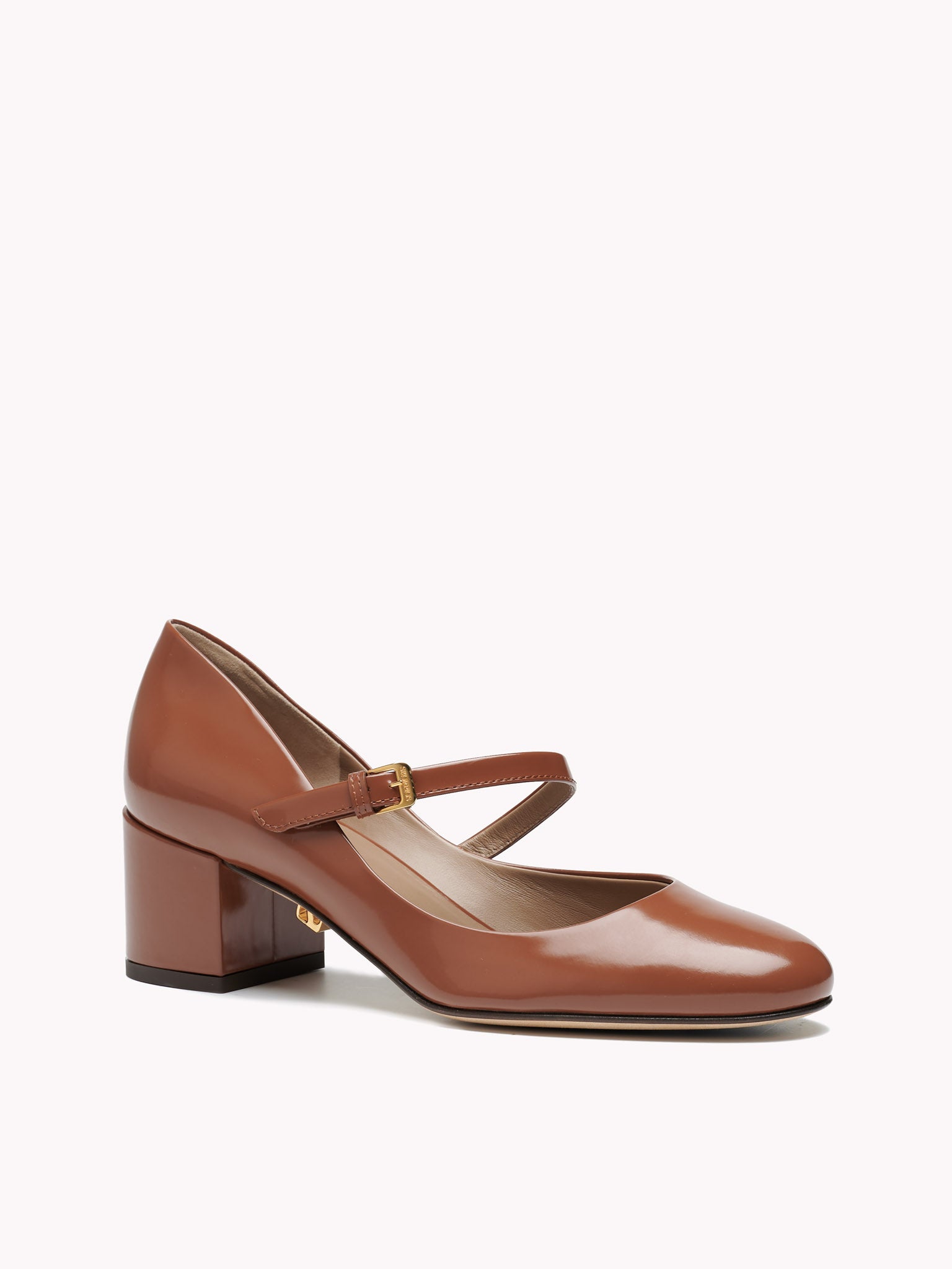 Luxury babies made in Italy for women. Brown cognac leather glossy effect. Maison Skorpios by Adriana Abascal