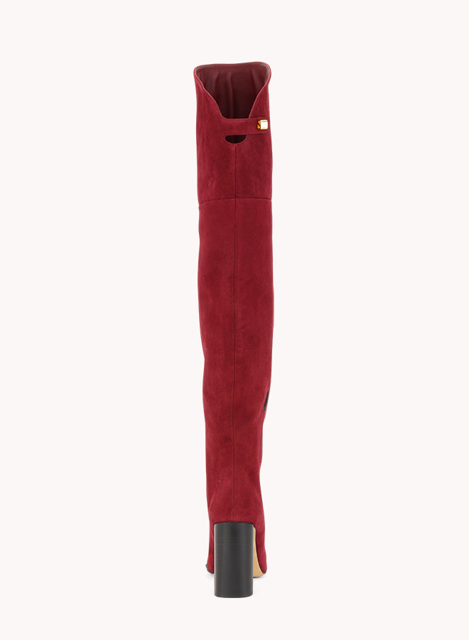 Marylin Malaga over-the-knee burgundy suede boots - Maison Skorpios by Adriana Abascal