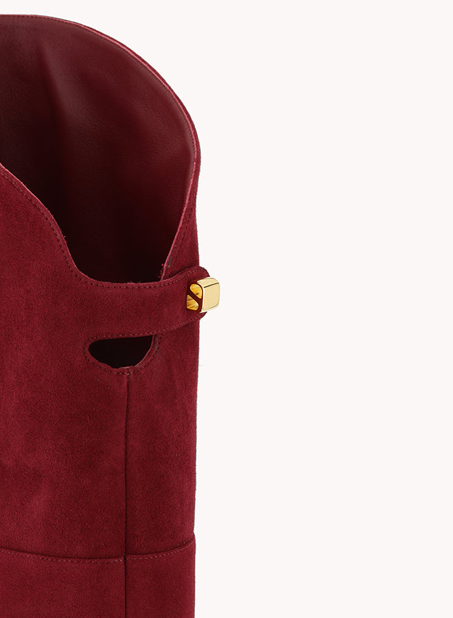 Marylin Malaga over-the-knee burgundy suede boots - Maison Skorpios by Adriana Abascal