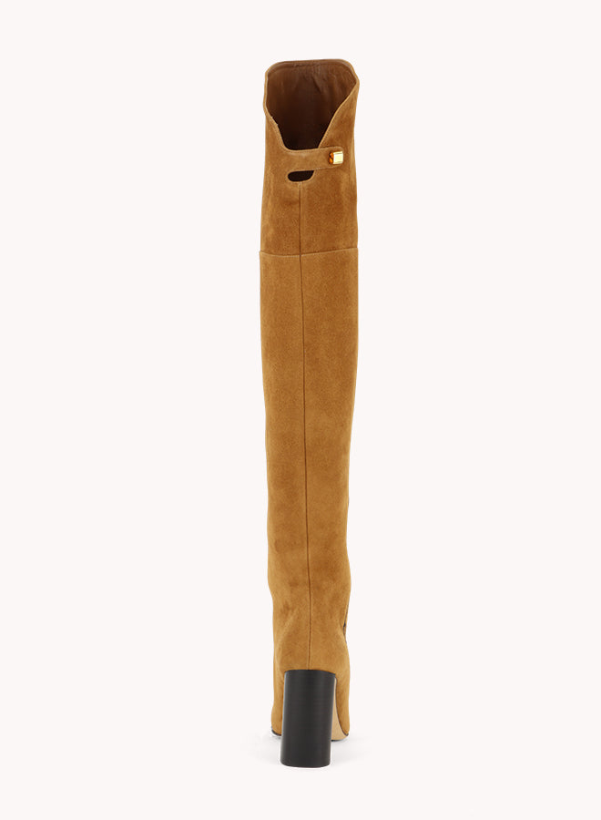 Marylin Malaga over-the-knee brown suede boots - Maison Skorpios by Adriana Abascal
