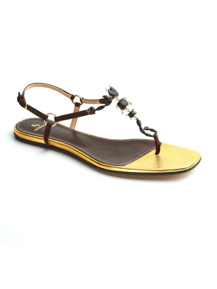 erplain_file_id:764597 - Bianca flat brown chocolate leather scorpion sandals