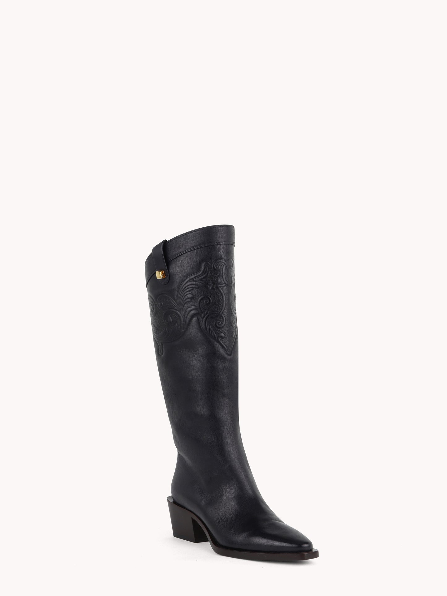 elegant santiag high boots black leather skorpios