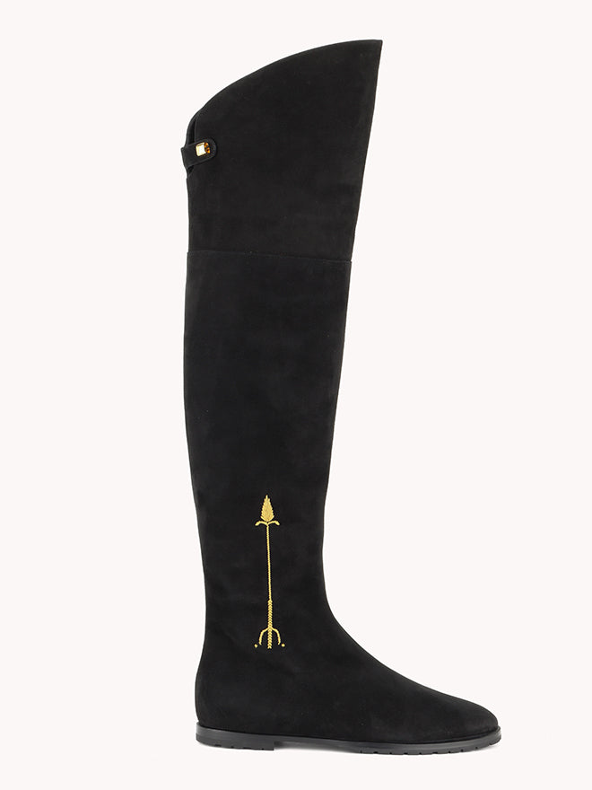 style and comfort black suede over the knee flat boots skorpios