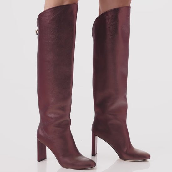 Metallic leather boots in brown leather made in italy by adriana abascal Emanuele filiberto