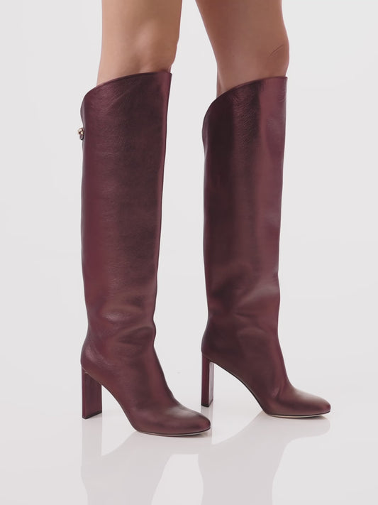 Metallic leather boots in brown leather made in italy by adriana abascal Emanuele filiberto