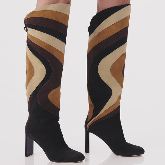 High heel patchwork boots by adriana abascal Emanuele di Savoia 