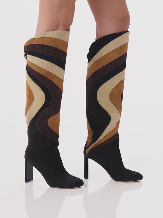 High heel patchwork boots by adriana abascal Emanuele di Savoia 