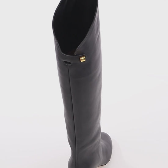 designer boots black nappa leather mid-heel for women skorpios