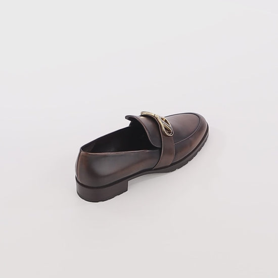 Skorpios sophisticated brown chocolate brushed leather loafers