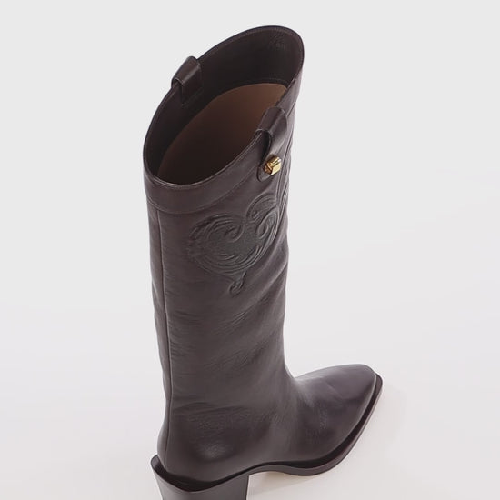 sophisticated western boots brown chocolate leather skorpios