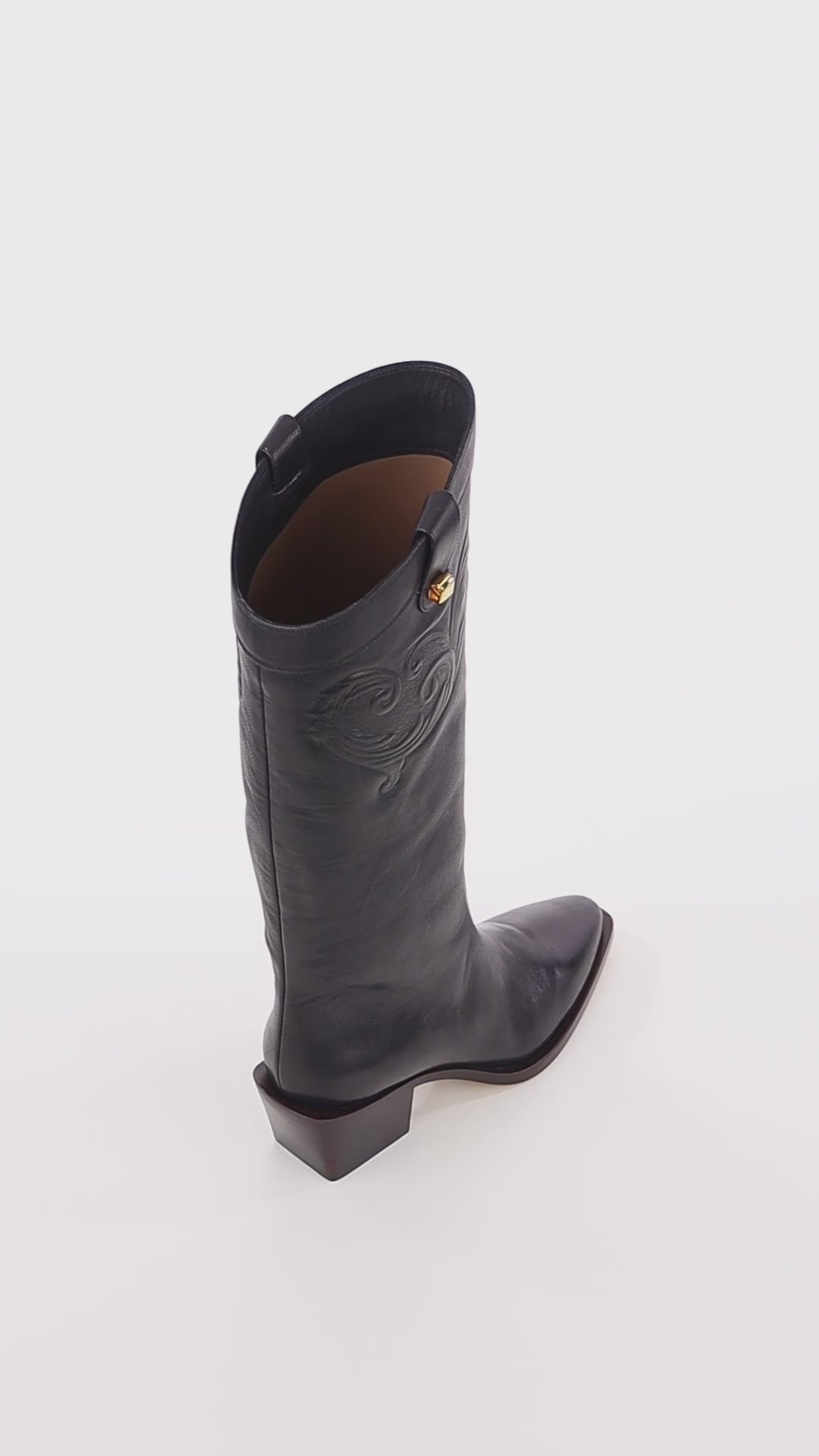 luxurious black embossed leather west boots skorpios