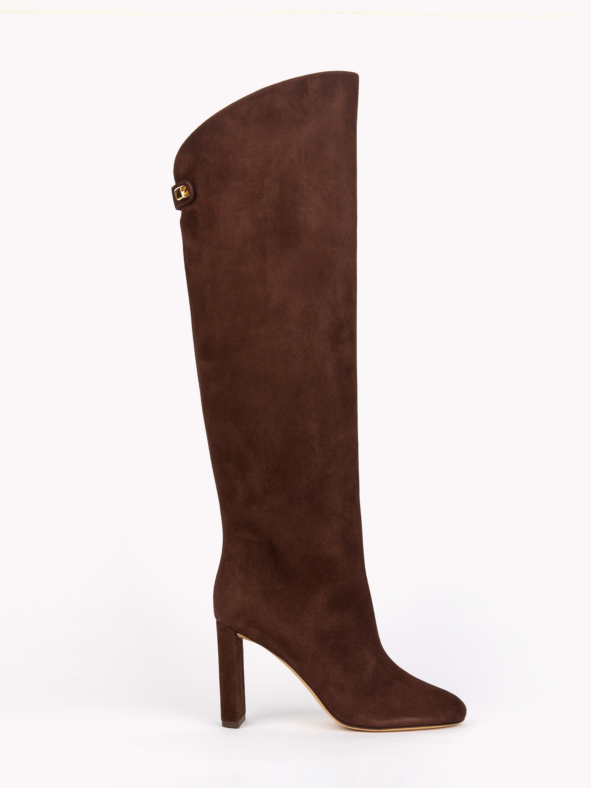 Luxury brown suede high heel boots maison skorpios by adriana abascal Emmanuel de savoie 