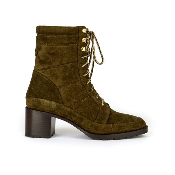 Rita Khaki Suede Lace Up Boots