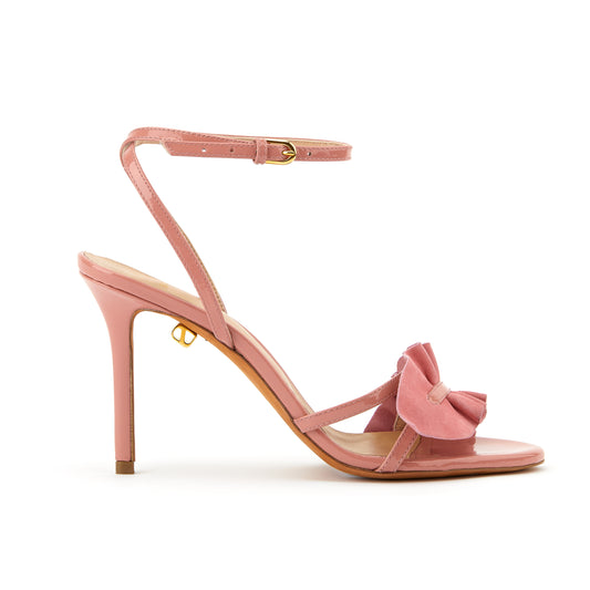 Sandali Almudena in camoscio rosa con tacco alto